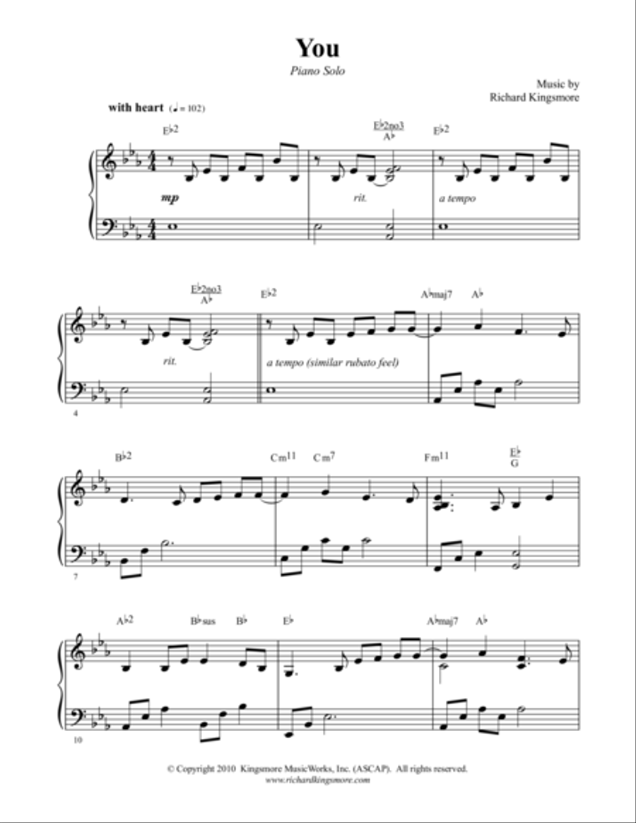 You Piano Solo scores gallery preview page 1