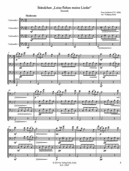 Ständchen für vier Violoncelli "Leise flehen meine Lieder" -Serenade-