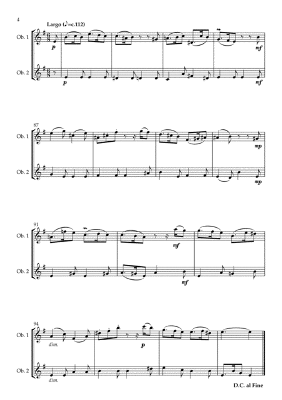 Fantasia in G Major arranged for Oboe Duet Woodwind Duet scores gallery preview page 5