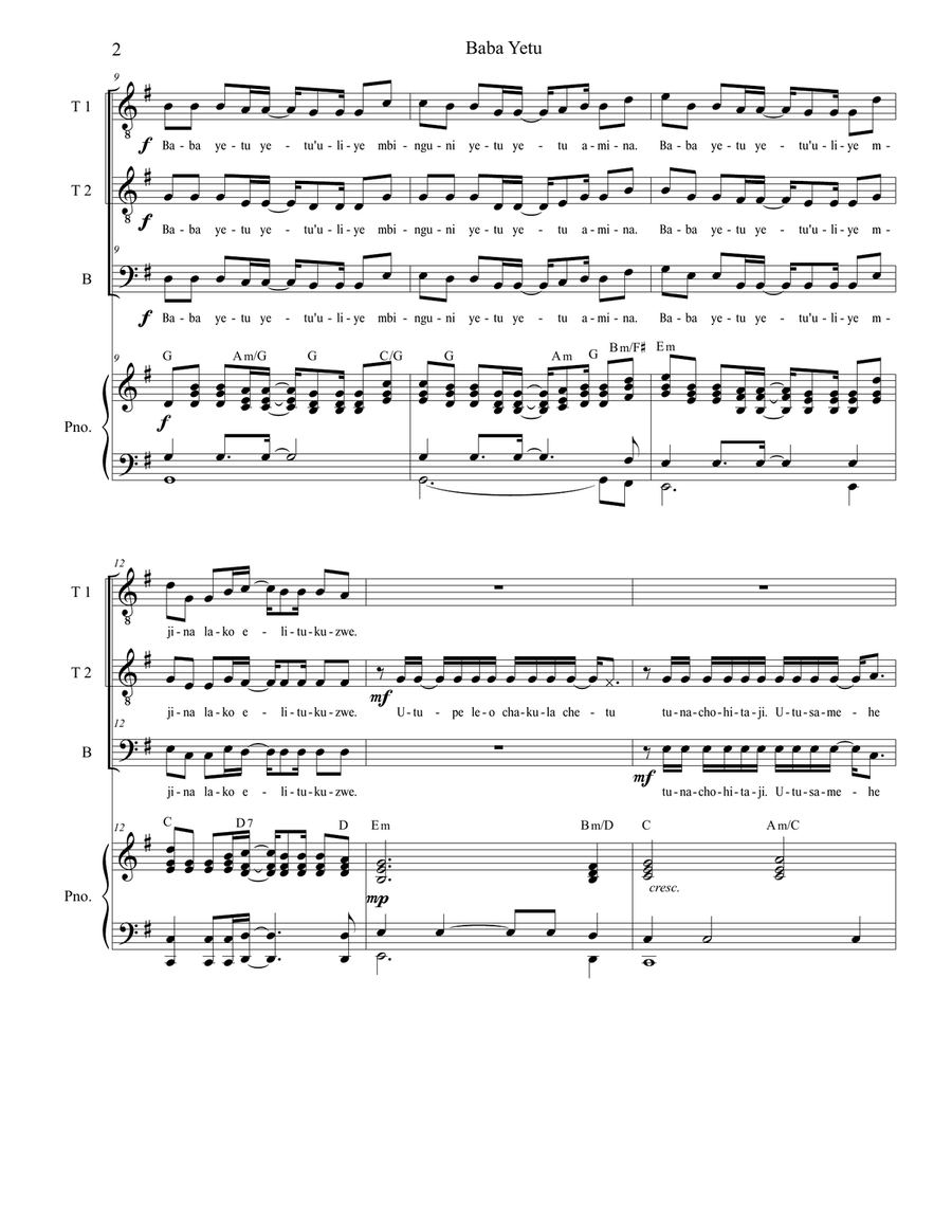 Baba Yetu TTB scores gallery preview page 2