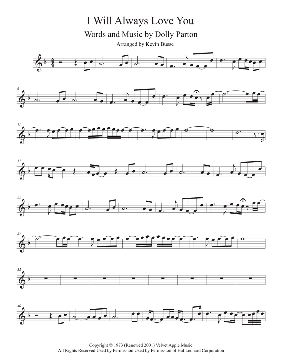 I Will Always Love You I Will Always Love You Flute Solo scores gallery preview page 1