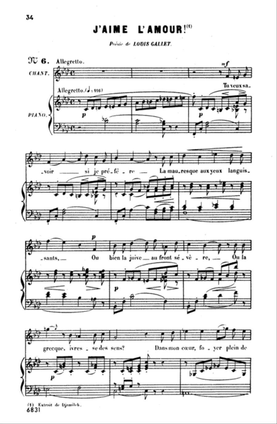 Bizet: Twenty Melodies-- Soprano or Tenor (French) Voice scores gallery preview page 1