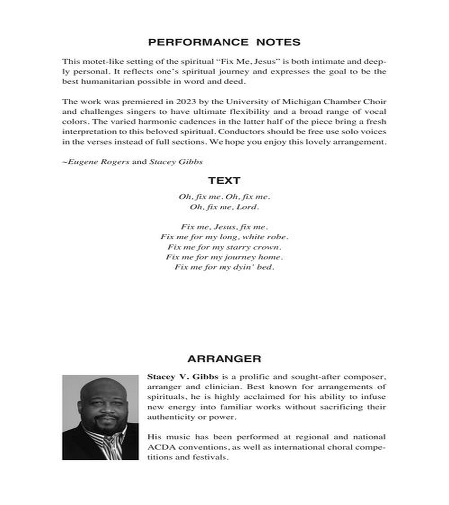 Fix Me, Jesus Fix Me, Jesus 4-Part scores gallery preview page 3