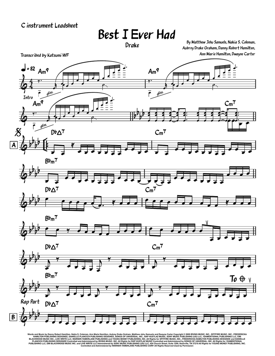 Best I Ever Had Piano scores gallery preview page 1