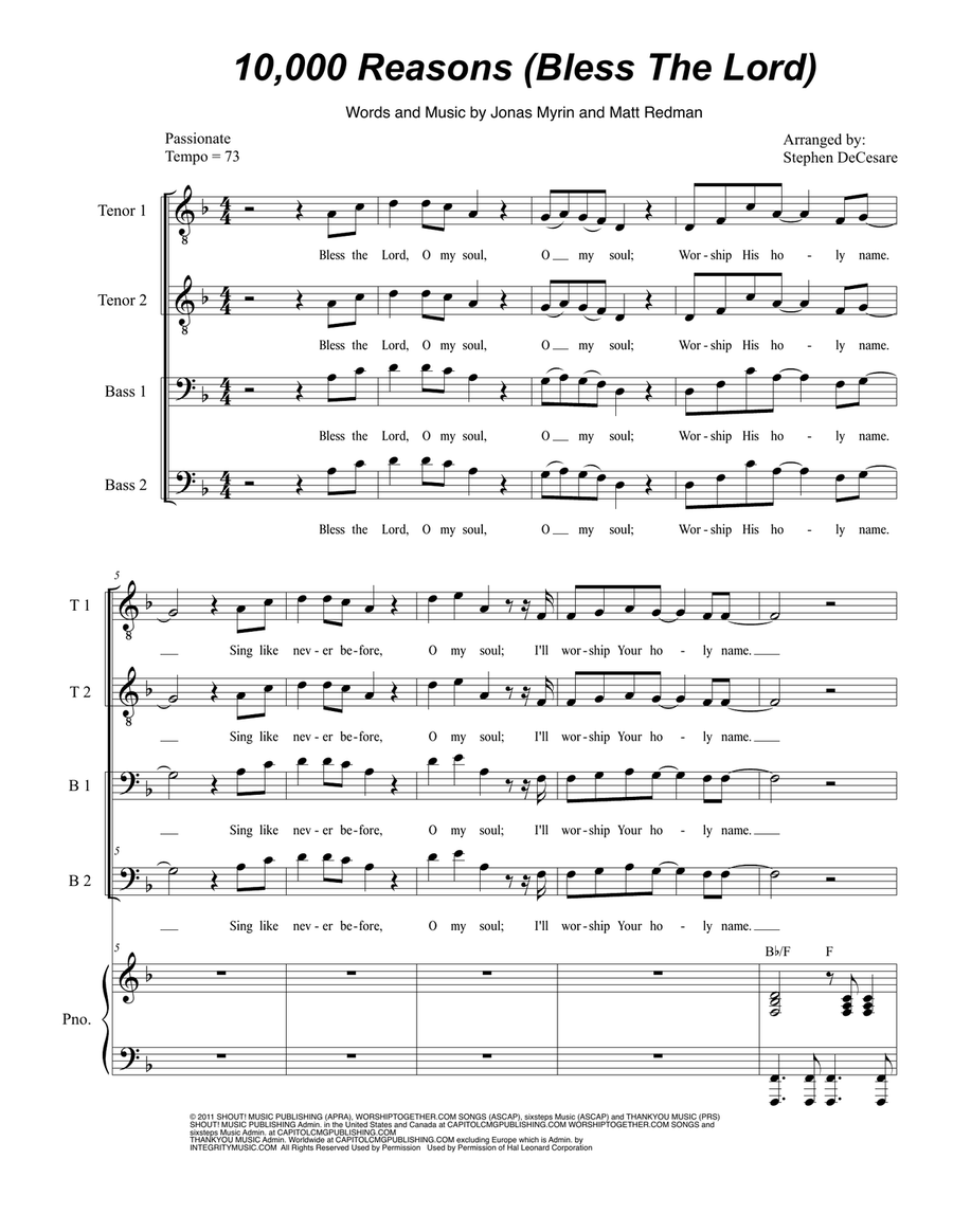 10,000 Reasons (Bless The Lord) TTBB scores gallery preview page 1