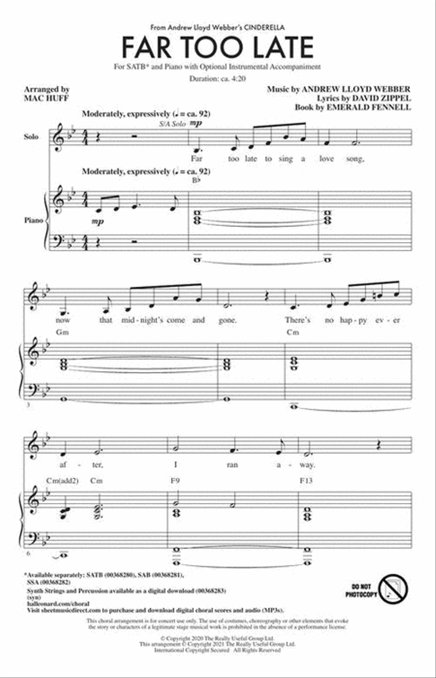 Far Too Late 4-Part scores gallery preview page 3