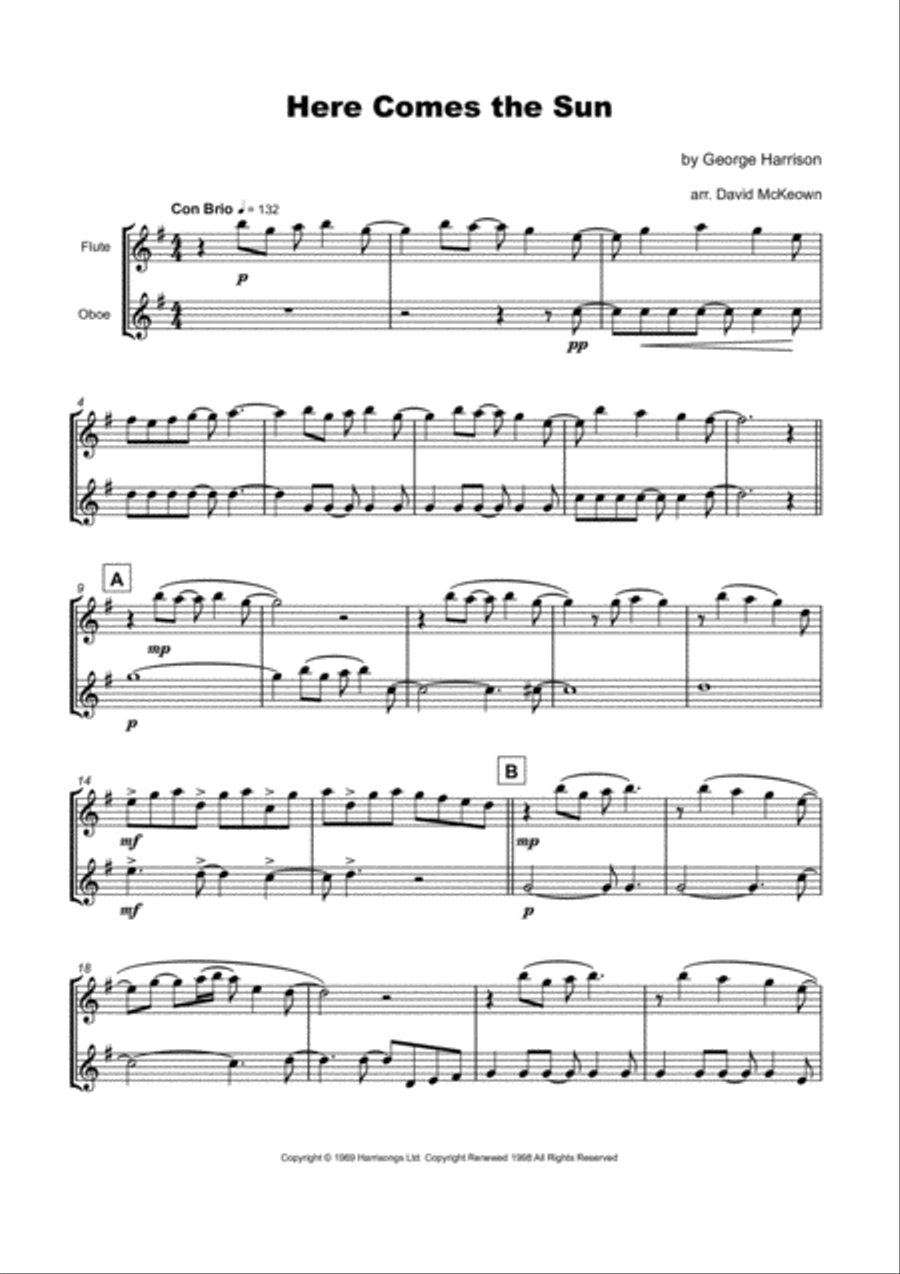 Here Comes The Sun Woodwind Duet scores gallery preview page 2