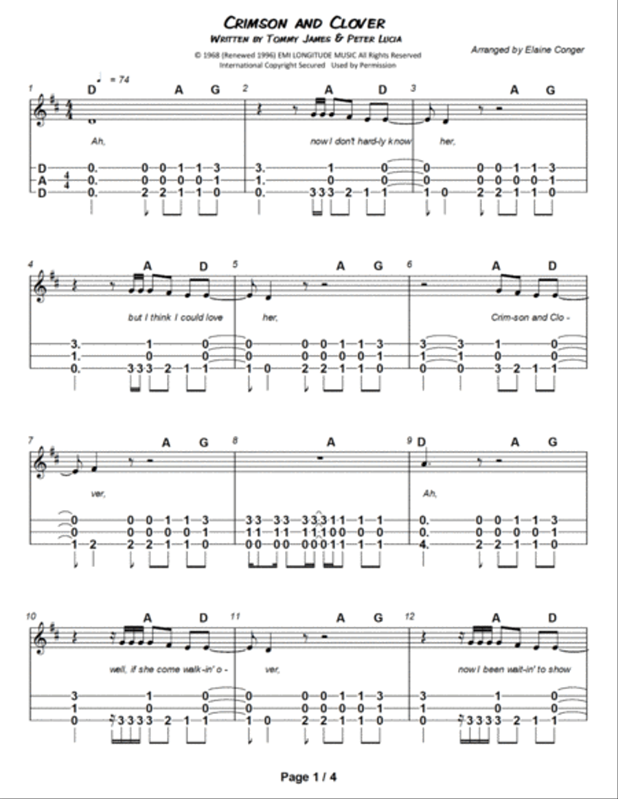 Crimson And Clover Dulcimer scores gallery preview page 2
