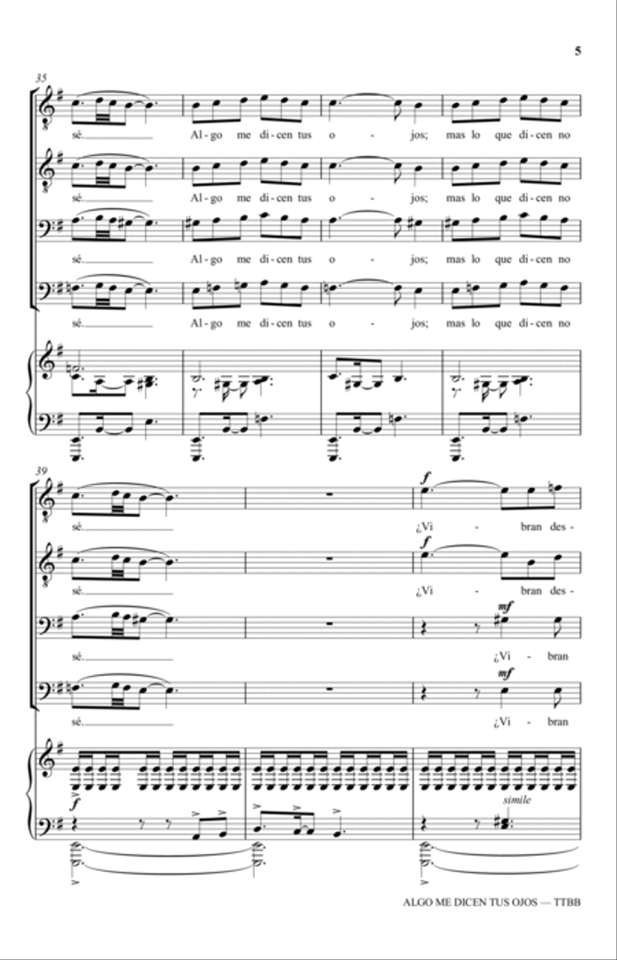 Algo Me Dicen Tus Ojos (from Three Spanish Songs for Men's Choir) TTBB scores gallery preview page 5