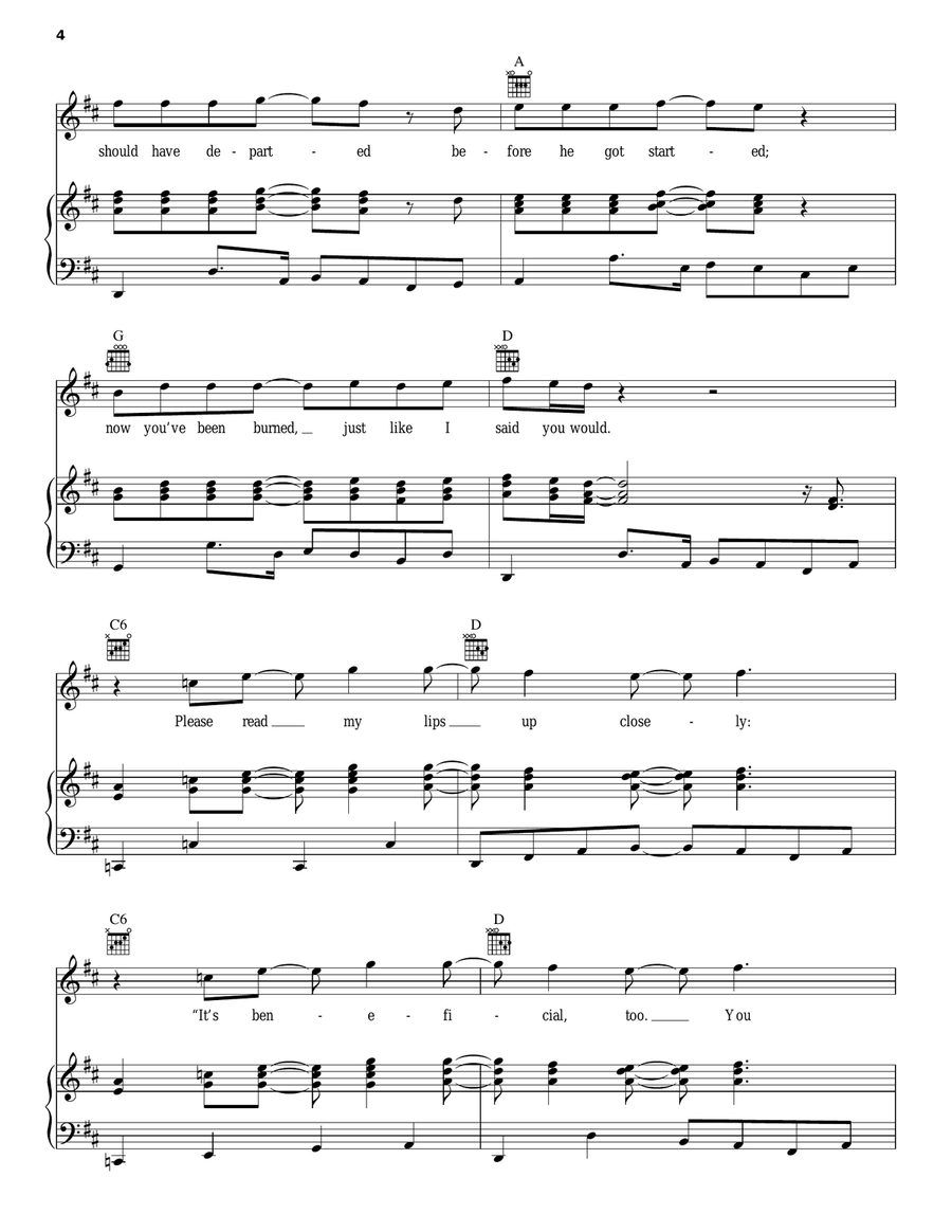 Dear Eloise Piano, Vocal, Guitar scores gallery preview page 4