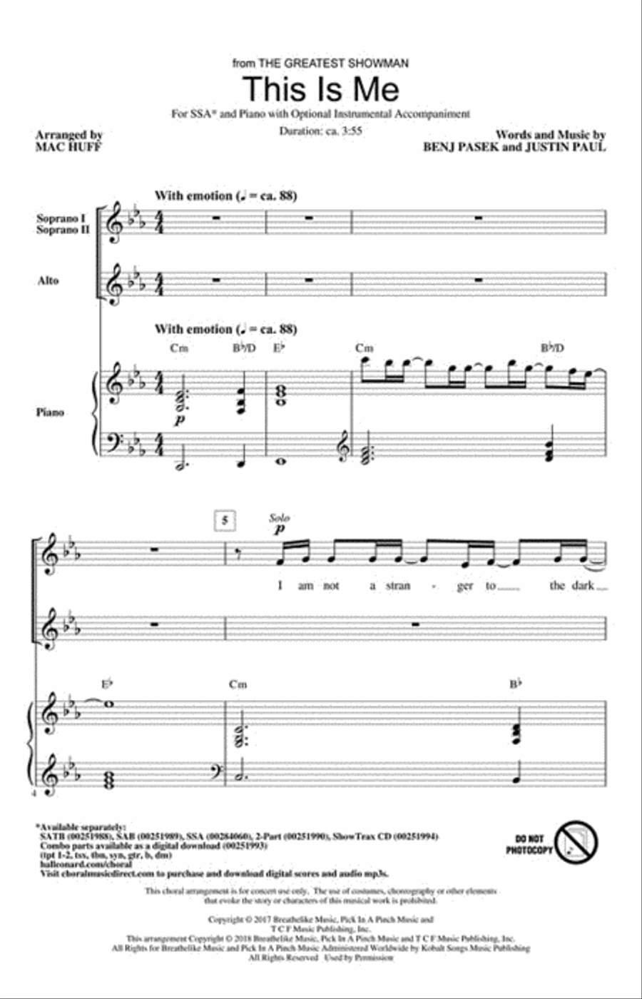 This Is Me SSA scores gallery preview page 2