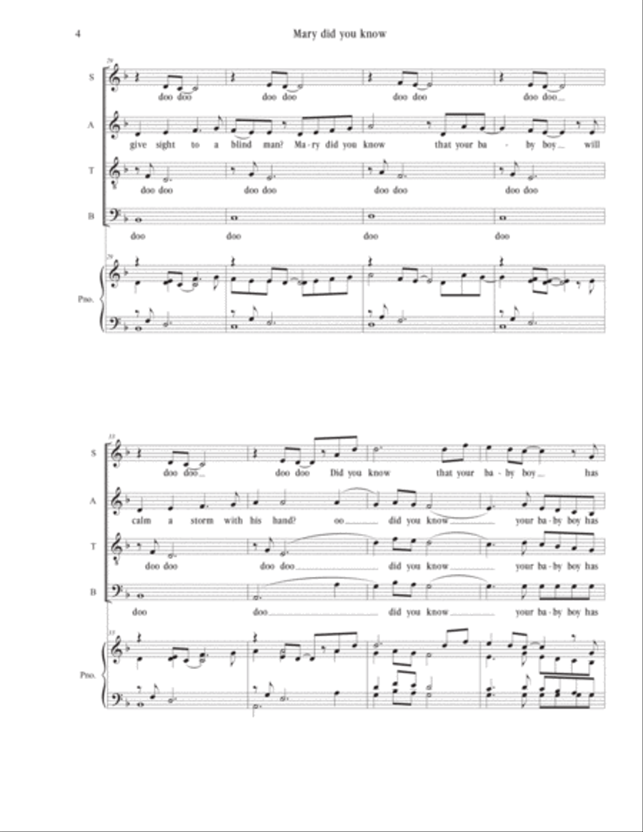 Mary, Did You Know? 4-Part scores gallery preview page 4