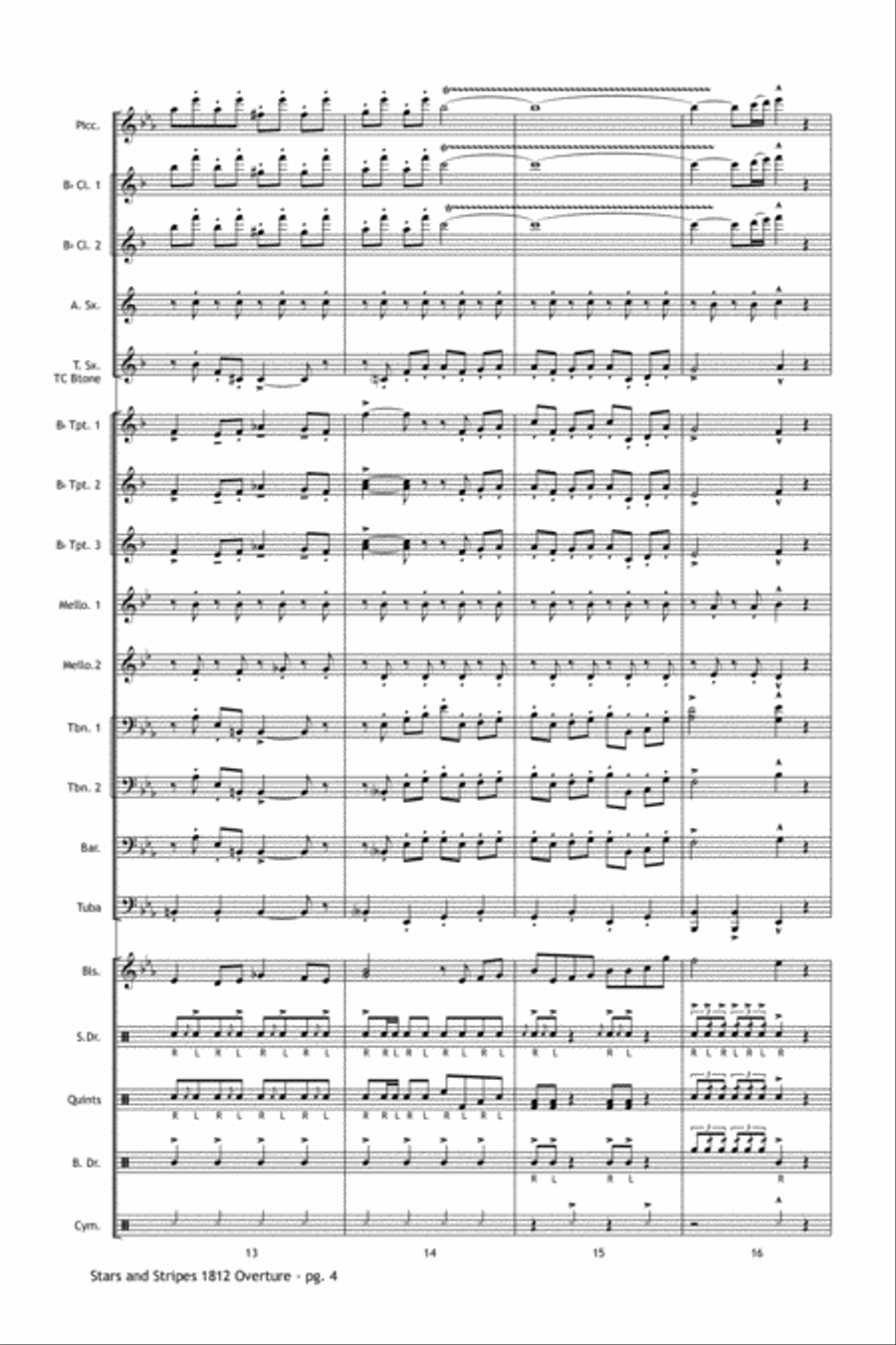 Stars and Stripes 1812 Overture Marching Band scores gallery preview page 5