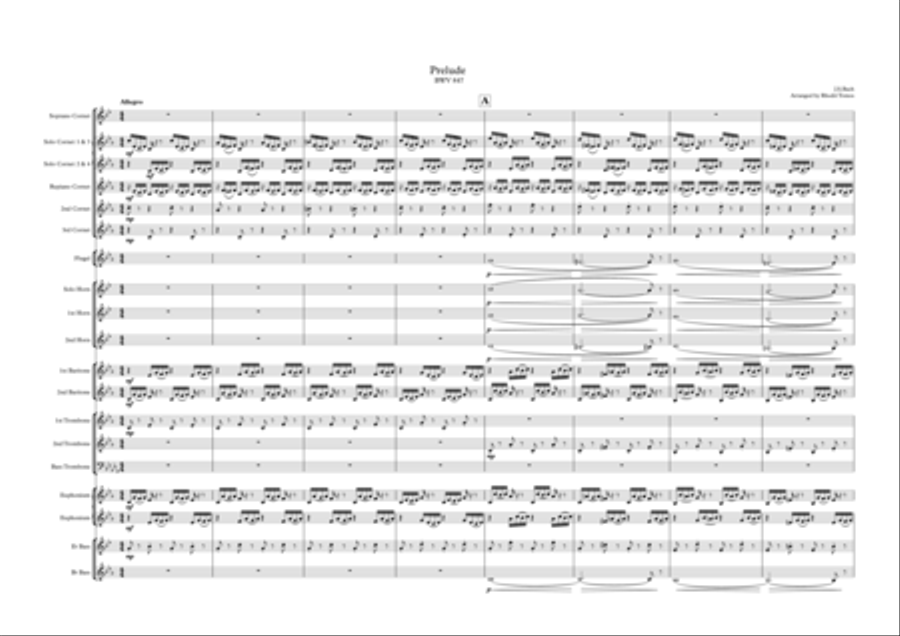 Book cover for Bach BWV847 - Prelude in C Minor. Brass band arrangement.