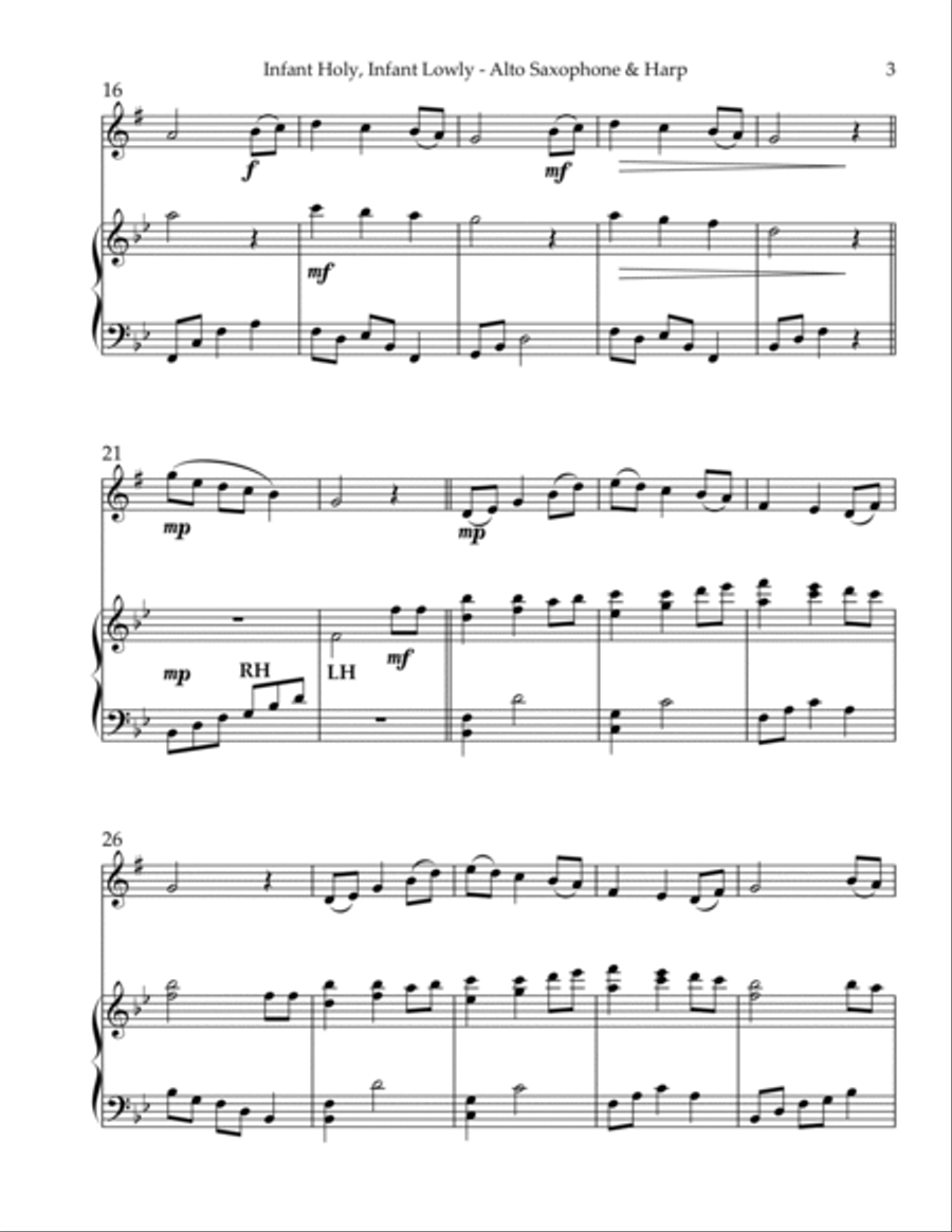 Infant Holy, Infant Lowly, Duet for Eb Alto Saxophone & Harp