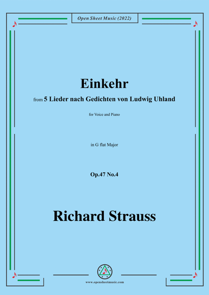 Richard Strauss-Einkehr,in G flat Major,Op.47 No.4 image number null