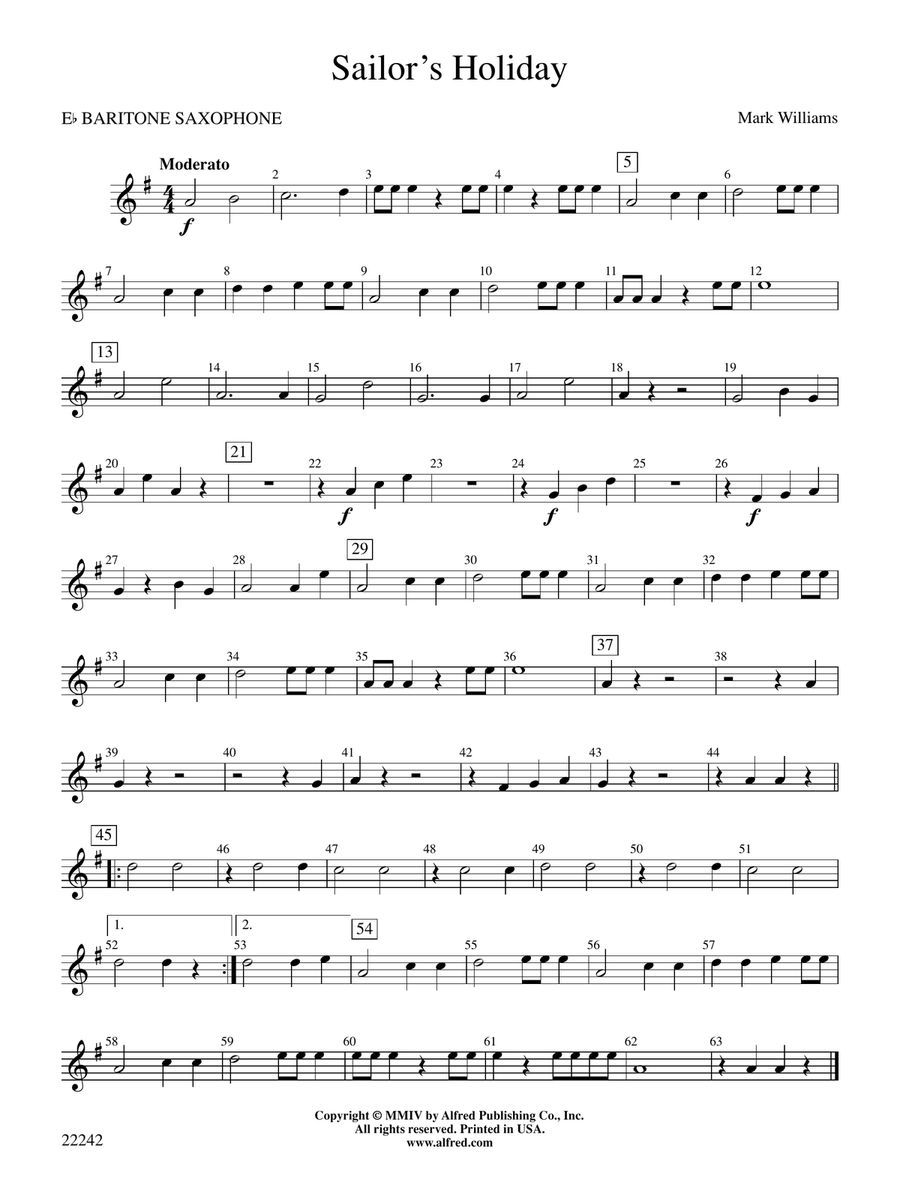 Sailor's Holiday: E-flat Baritone Saxophone