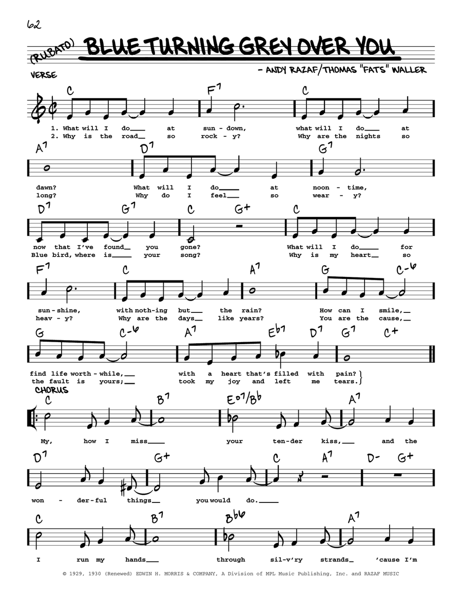 Blue Turning Grey Over You (arr. Robert Rawlins) Voice scores gallery preview page 1