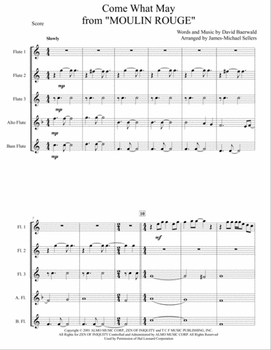Come What May Come What May Woodwind Quintet scores gallery preview page 1