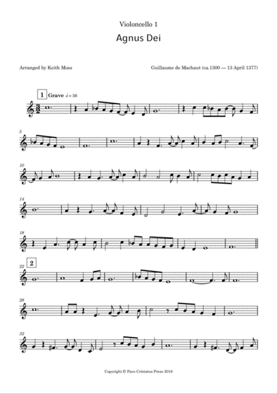 Agnus Dei - from La Messe de Nostre Dame String Quartet scores gallery preview page 2