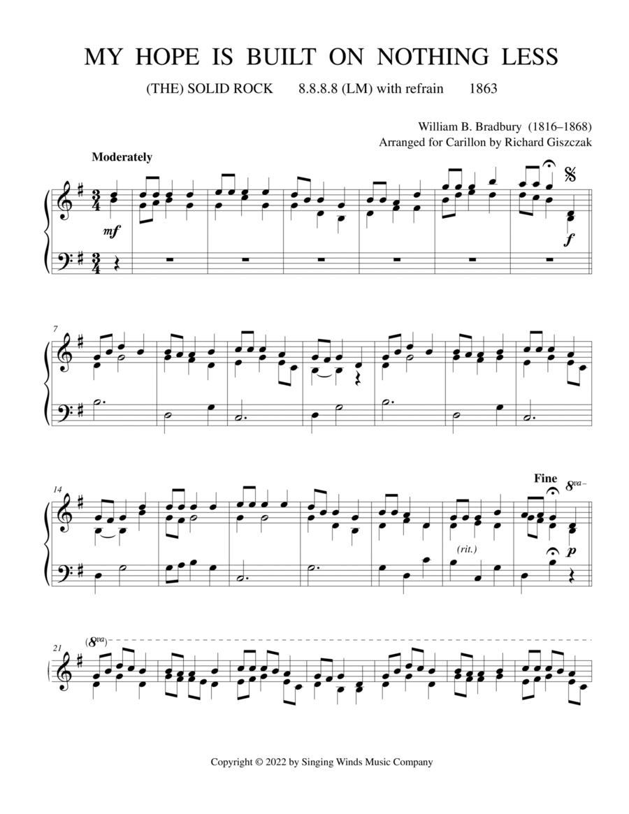My Hope Is Built on Nothing Less (SOLID ROCK) Carillon scores gallery preview page 1