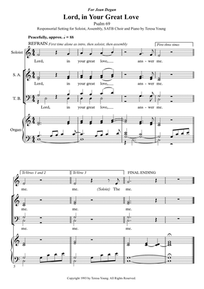 Responsorial Psalm 69, Lord in Your Great Love, for Soloist, SATB Choir, and Organ