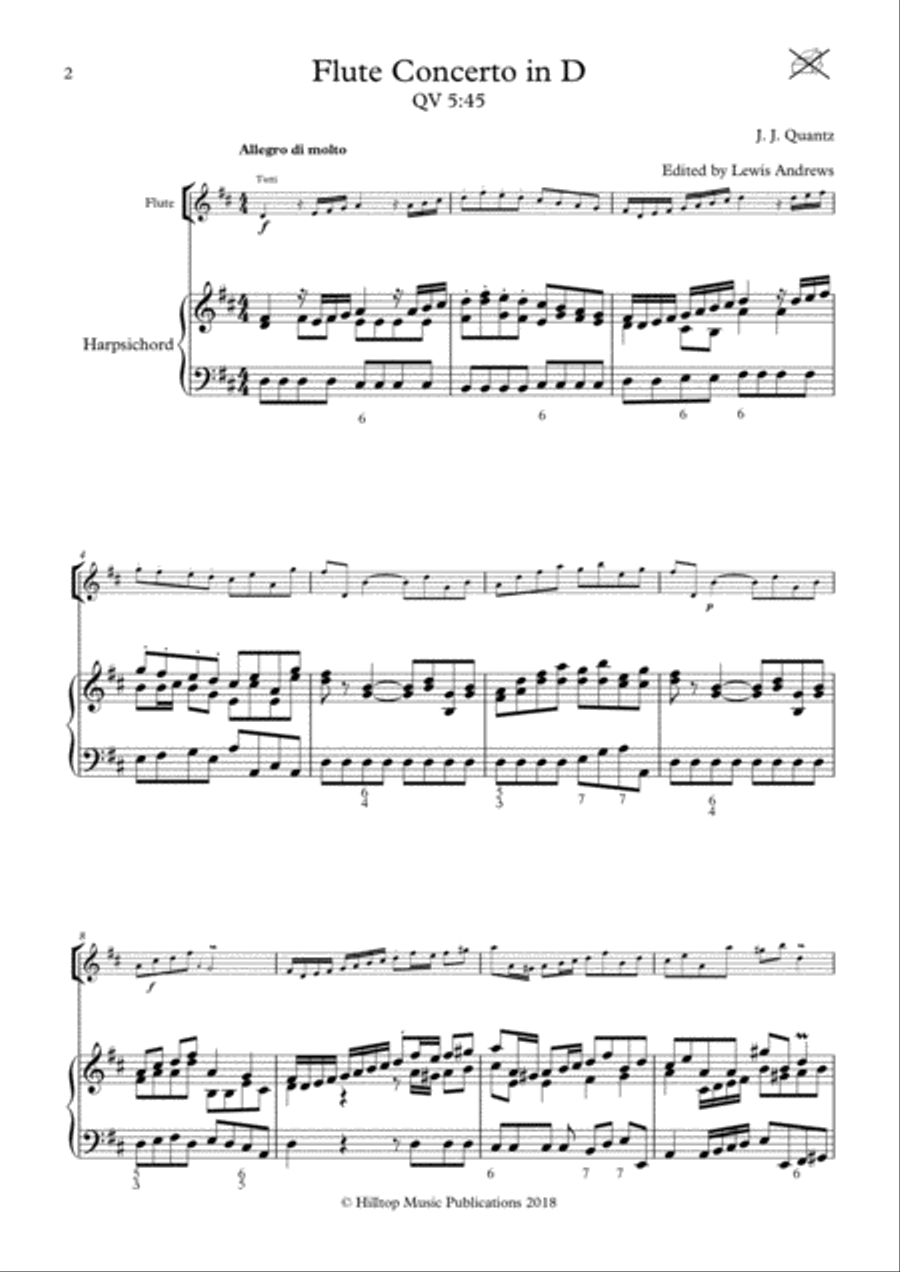 Quantz Flute Concerto in D, QV 5:45 Small Ensemble scores gallery preview page 2