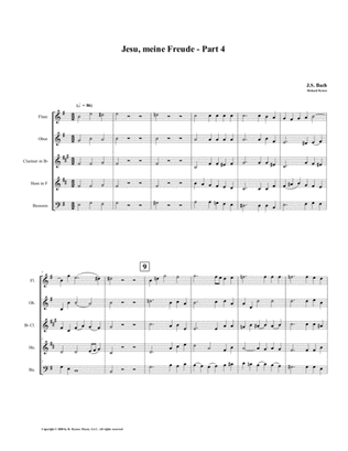 Jesu, meine Freude - Part 4, by J.S. Bach for Woodwind Quintet