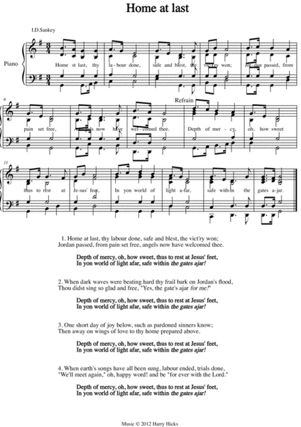 Home at last. A new tune to a wonderful old hymn.