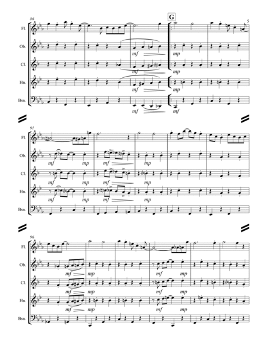 Sing-along Medley #2 (for Woodwind Quintet) Woodwind Quintet scores gallery preview page 6