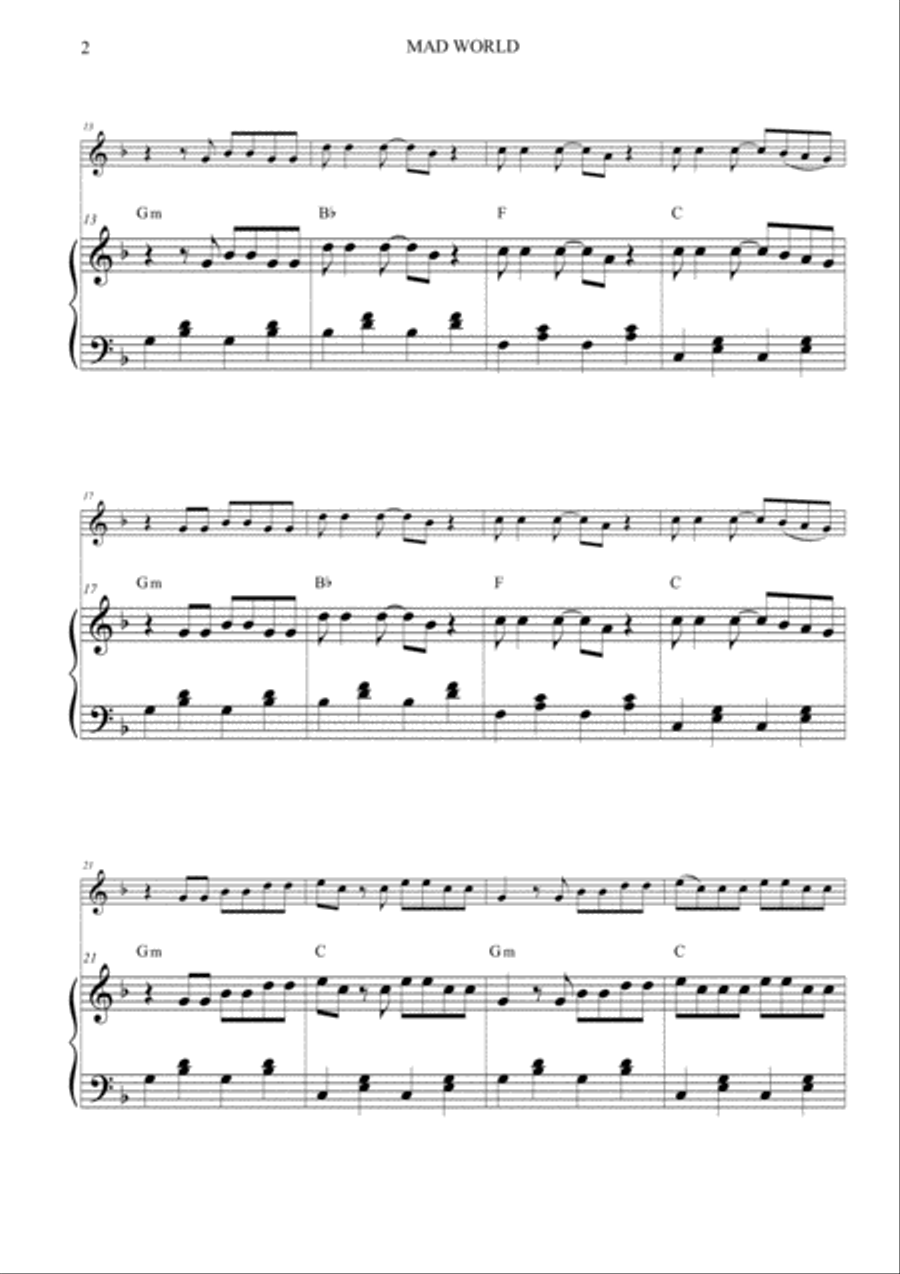 Mad World Small Ensemble scores gallery preview page 3