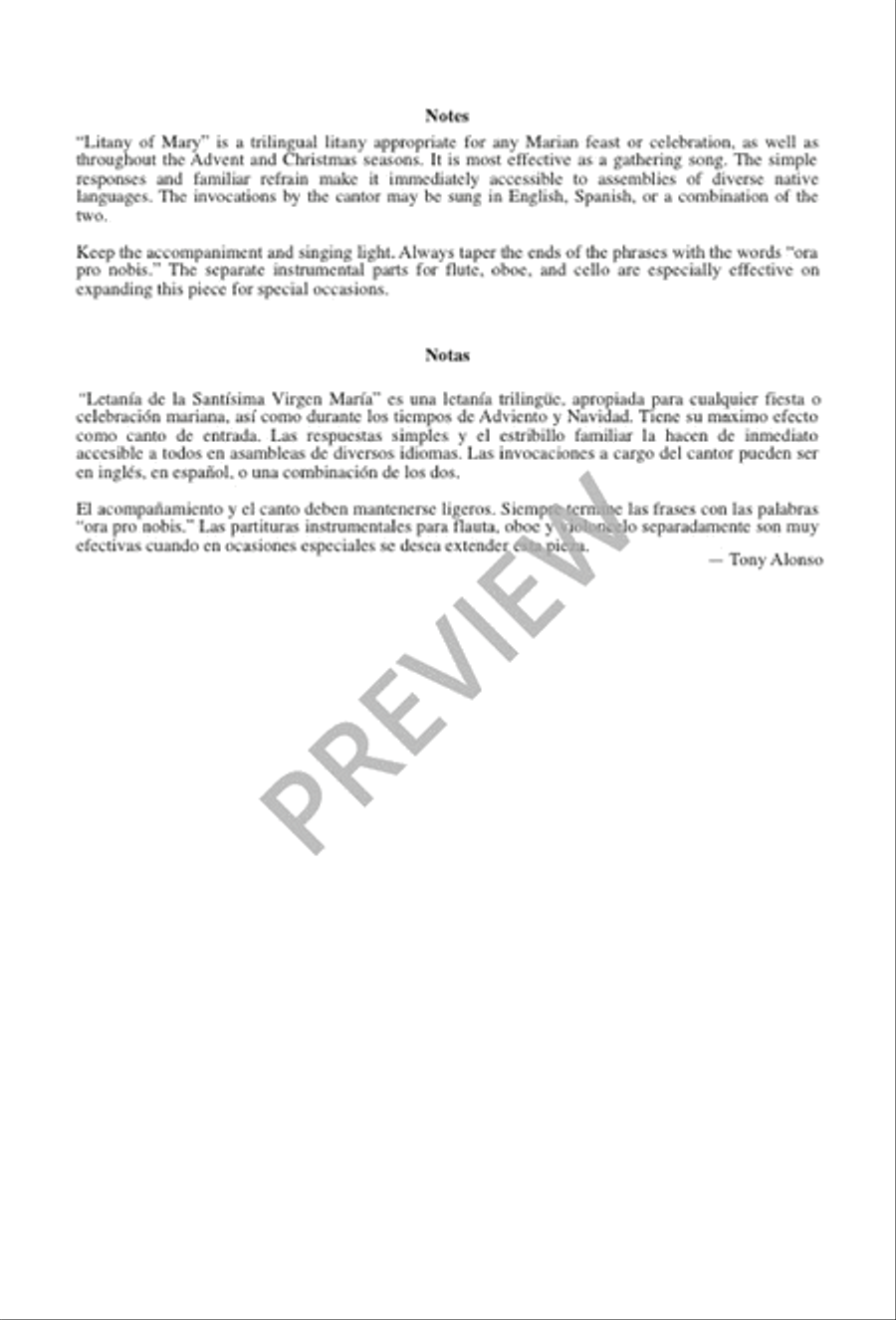 Letanía de la Santísima Virgen María / Litany of Mary 4-Part scores gallery preview page 6