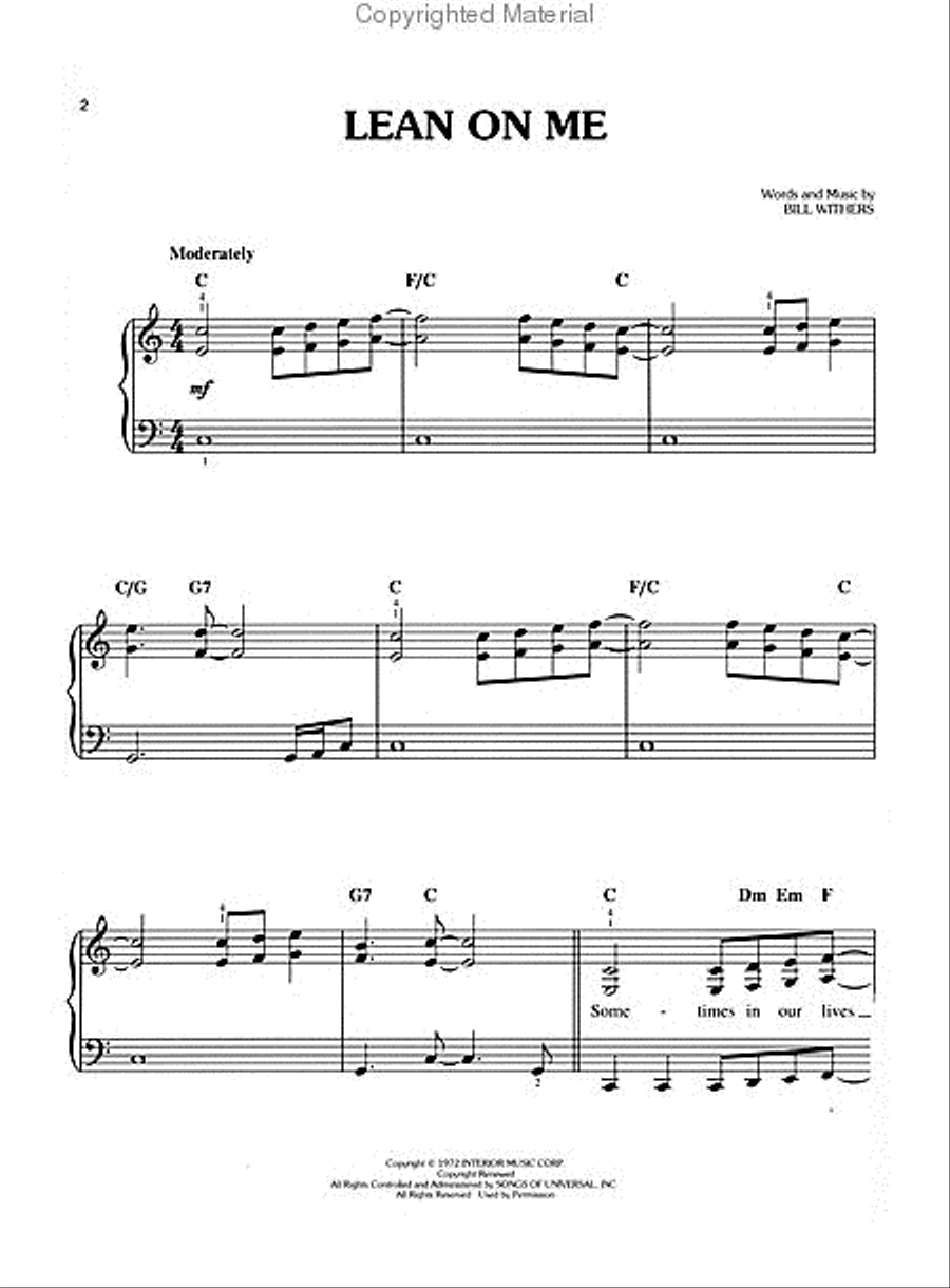 Lean on Me Easy Piano scores gallery preview page 2
