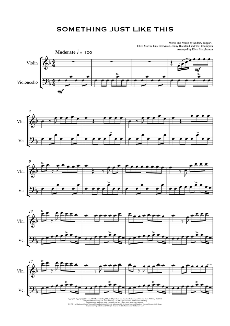 Something Just Like This String Duet scores gallery preview page 1