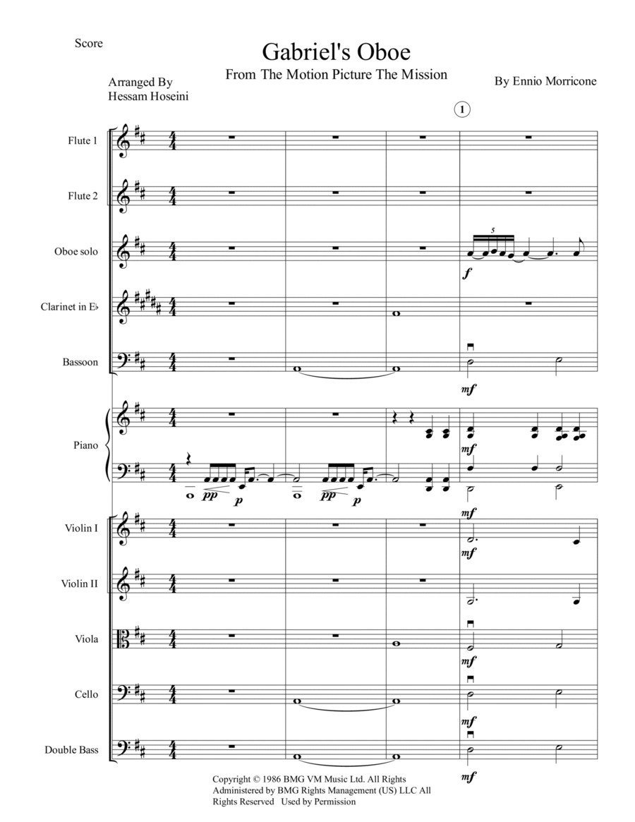 Gabriel's Oboe Chamber Orchestra scores gallery preview page 1