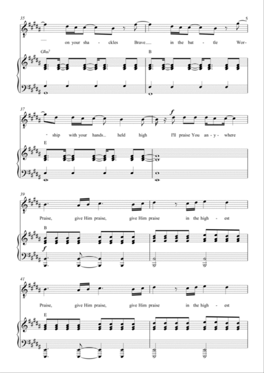 Praise You Anywhere Piano, Vocal, Guitar scores gallery preview page 5