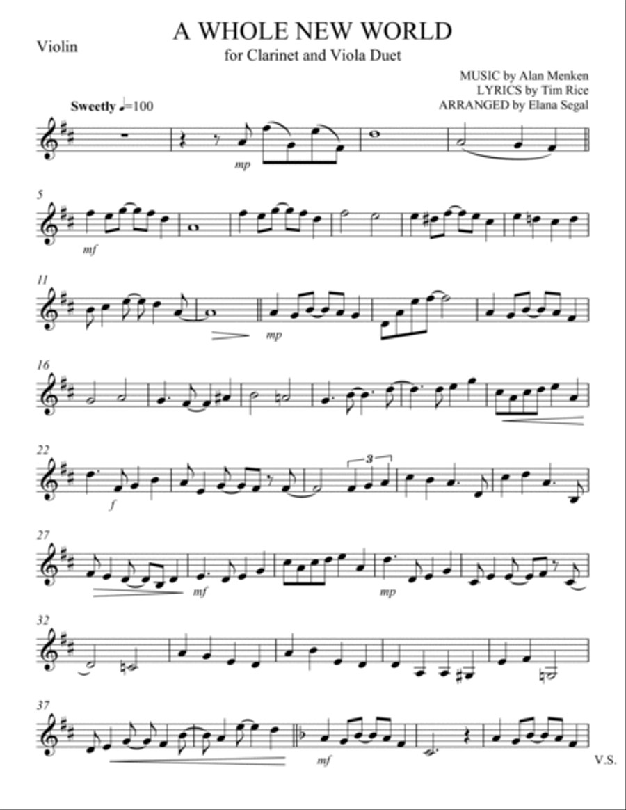 A Whole New World A Whole New World B-Flat Clarinet scores gallery preview page 4