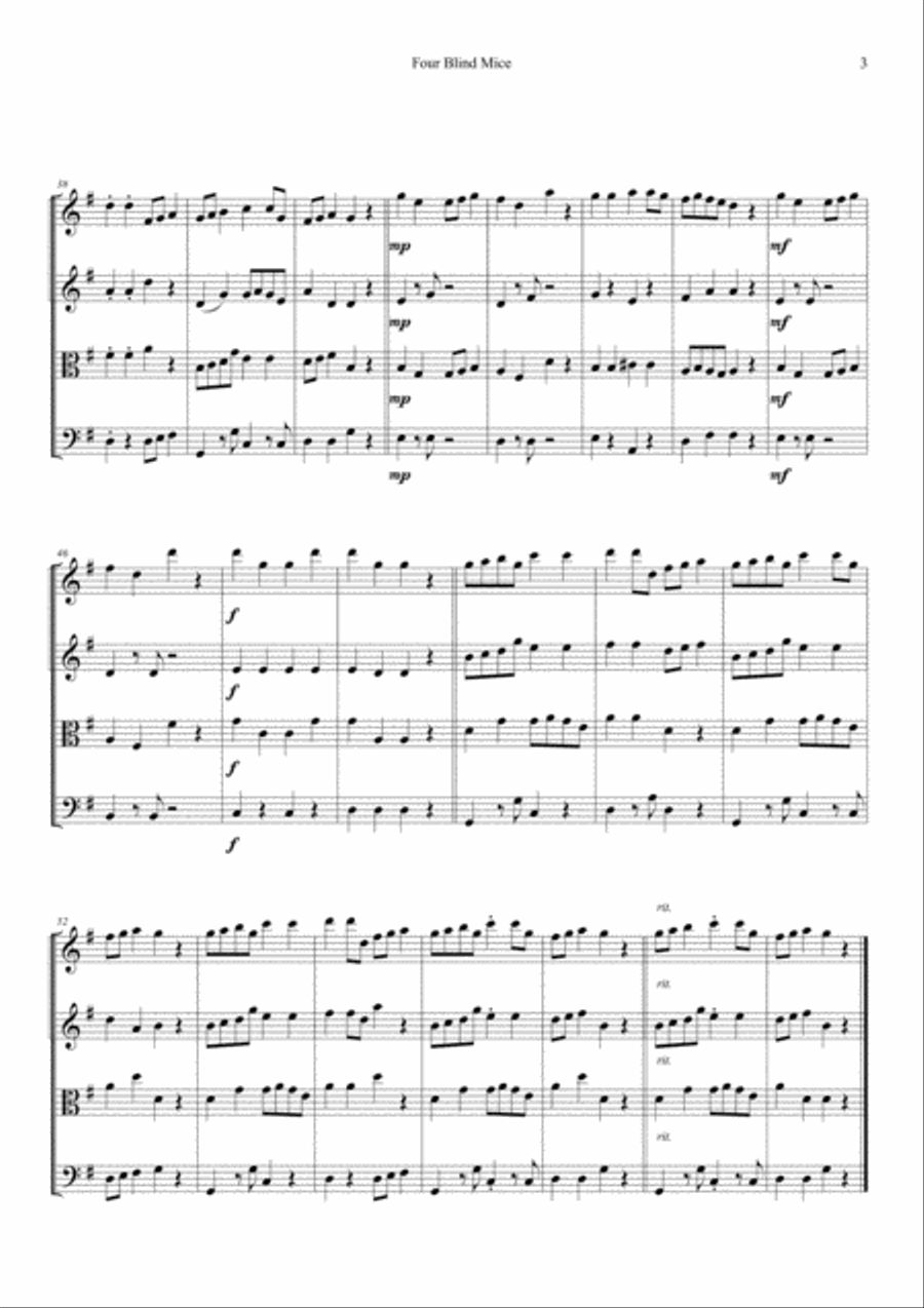 Four Blind Mice Four Blind Mice String Quartet scores gallery preview page 3