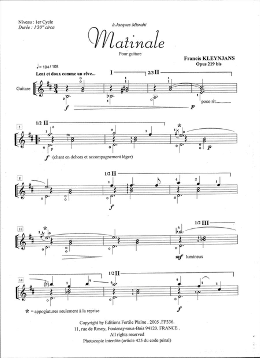 Matinale Matinale Guitar scores gallery preview page 1