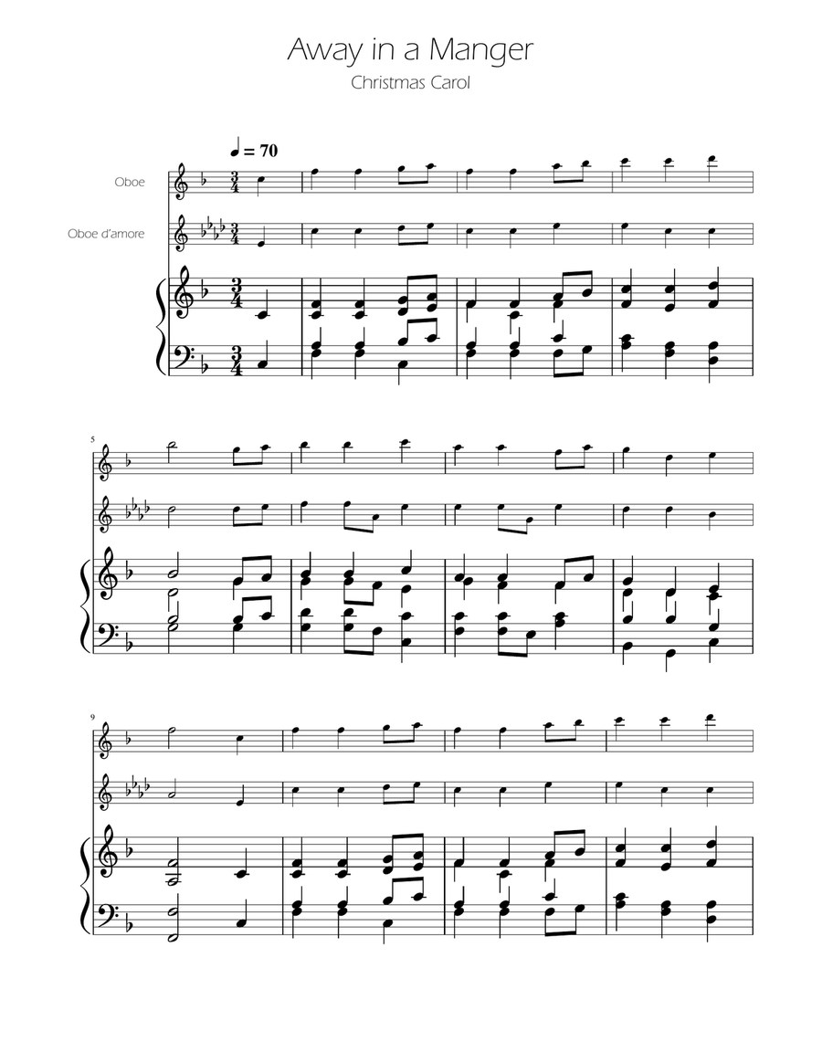 Away in a Manger - Oboe and Oboe D'amore Duet w/ Piano