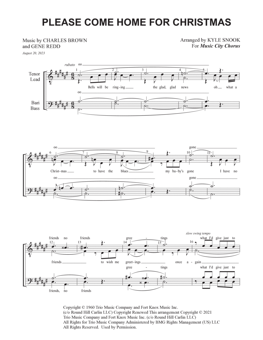 Please Come Home For Christmas Please Come Home For Christmas TTBB scores gallery preview page 1