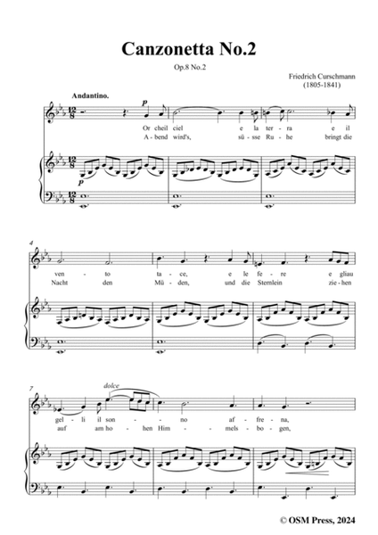 Curschmann-Canzonetta No.2(Or che il ciel),Op.8 No.2,in E flat Major