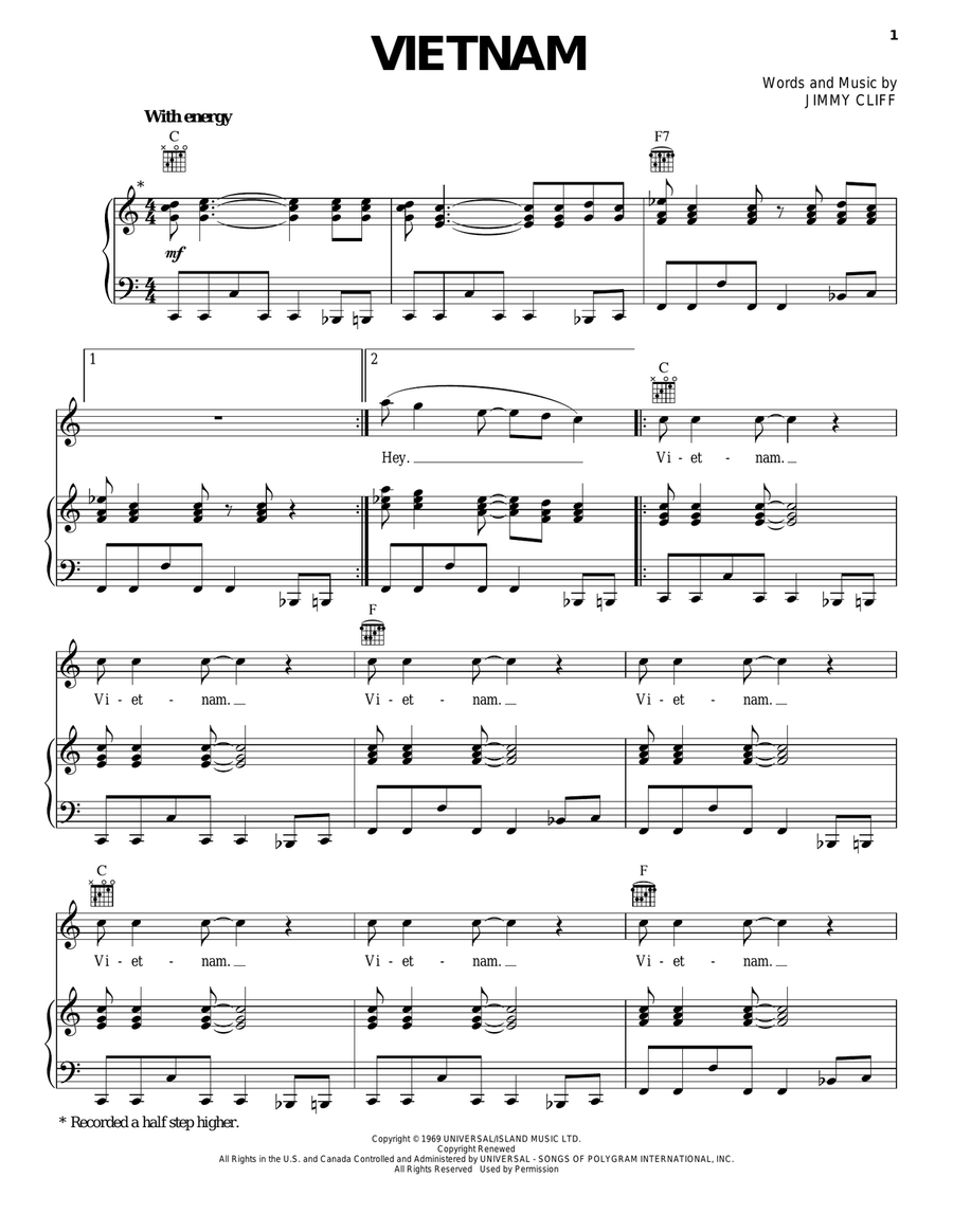 Vietnam Piano, Vocal, Guitar scores gallery preview page 1