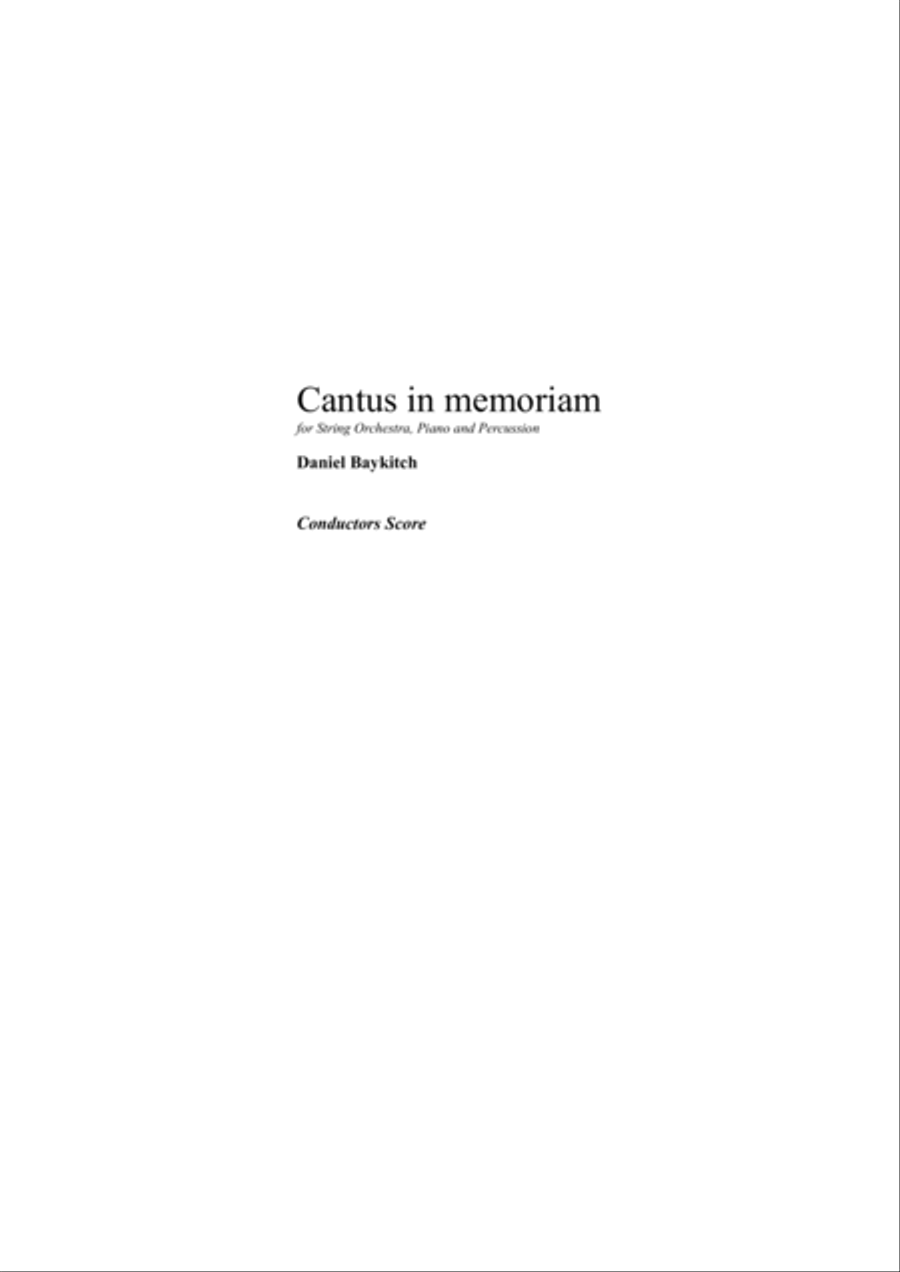 Cantus in memoriam String Orchestra scores gallery preview page 1