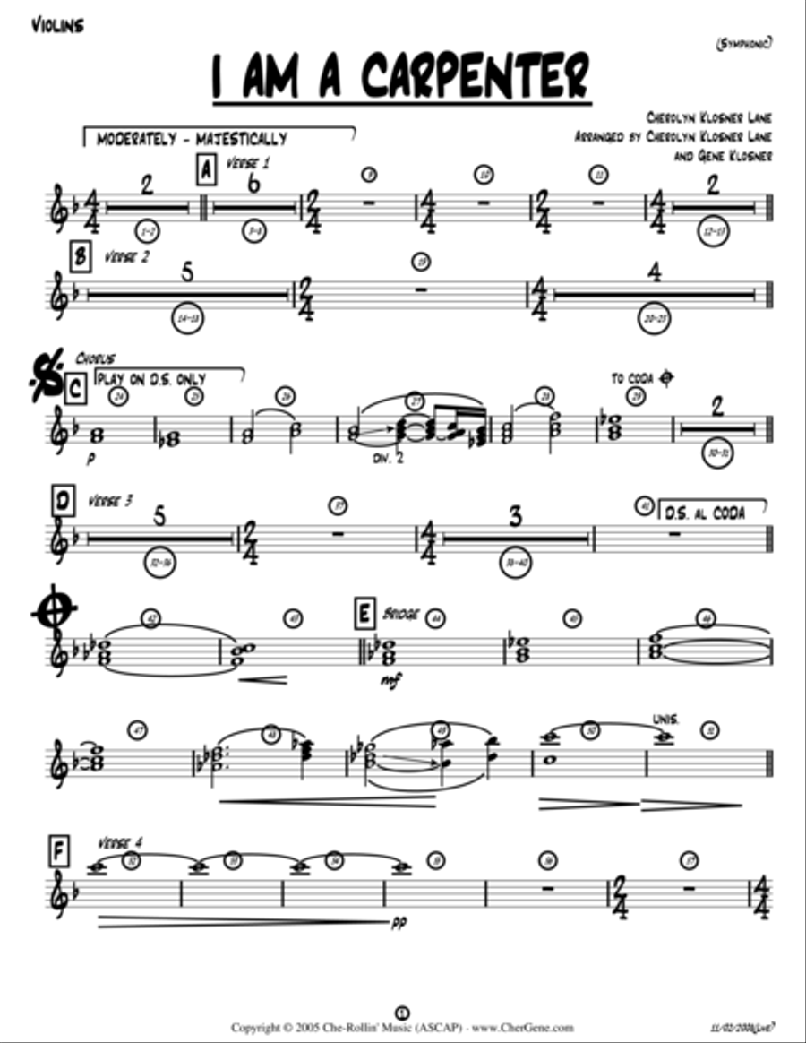 I Am a Carpenter (Joseph's Song) [Violins] Violin Solo scores gallery preview page 1