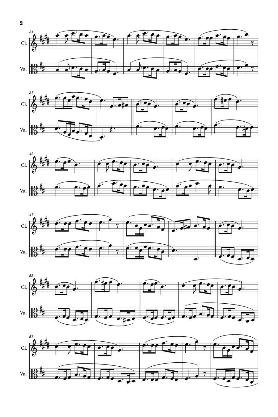 Silent Night - Arranged for Clarinet and Viola. Chamber Music scores gallery preview page 2