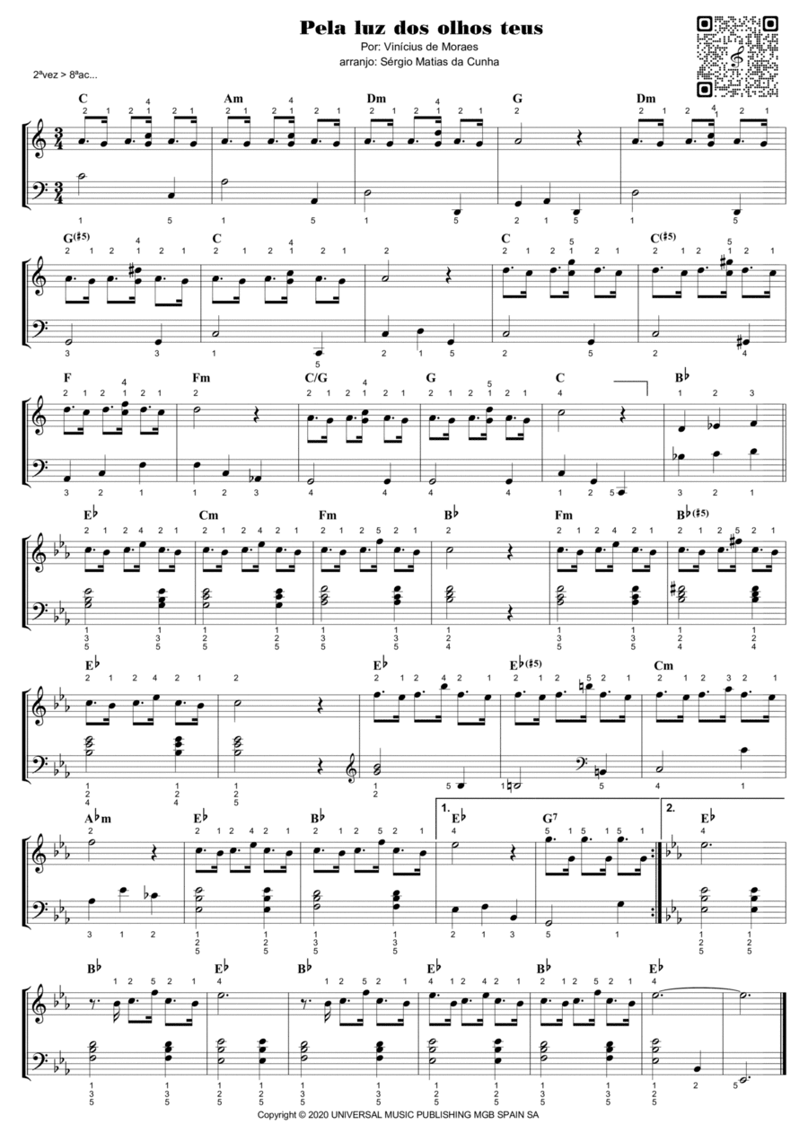 Pela Luz Dos Olhos Teus Piano Method scores gallery preview page 1