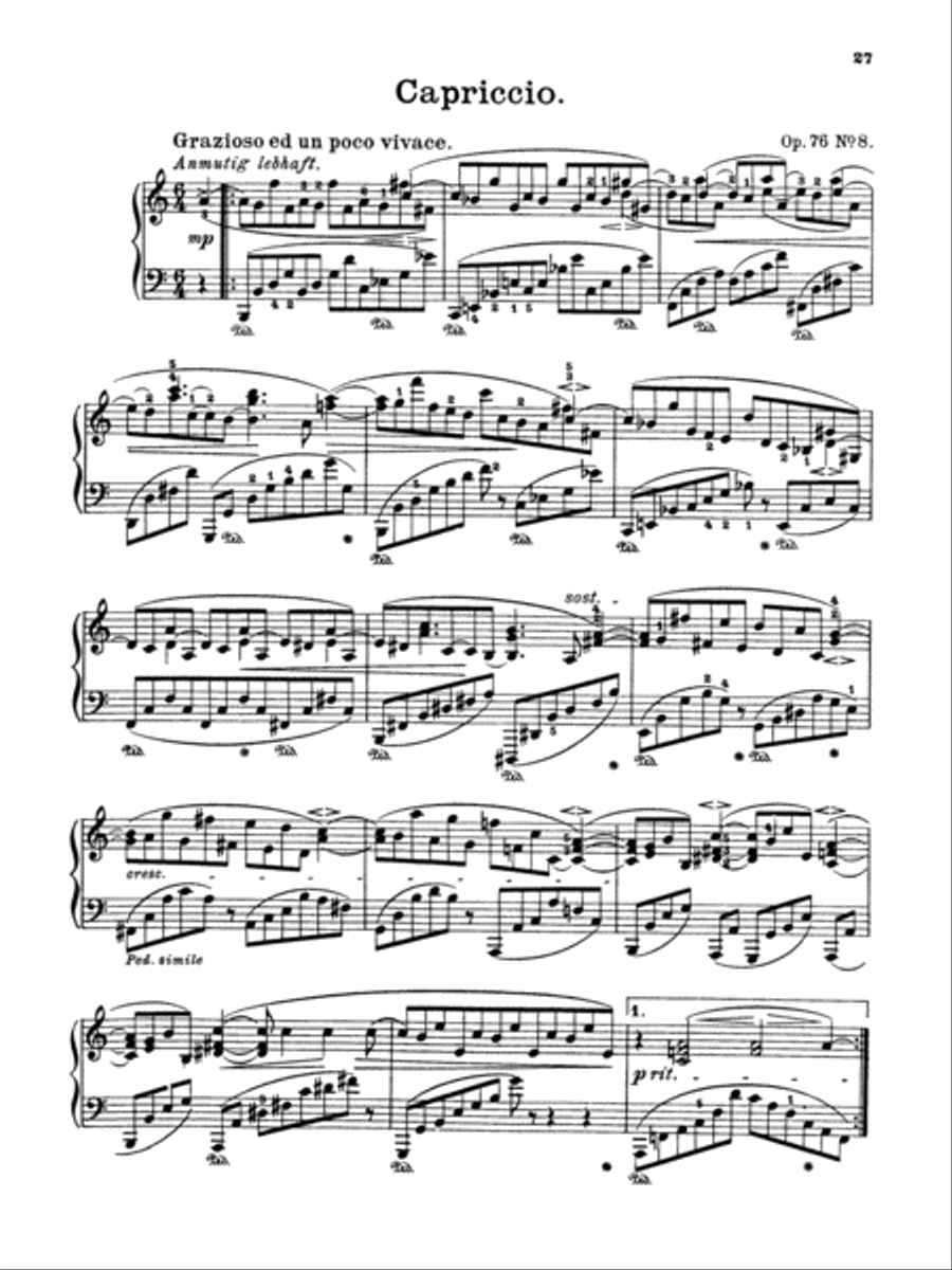 Brahms: Piano Works (Volume II: Op. 76-119 & 5 Etudes) Piano Method scores gallery preview page 1