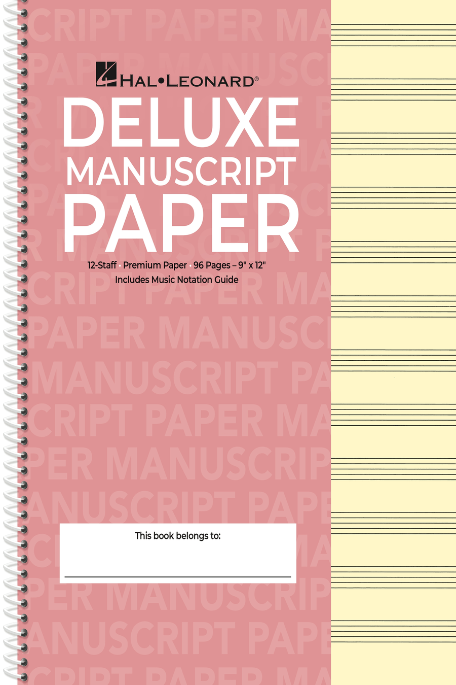 Deluxe Wirebound Premium Manuscript Paper (Pink Cover) Staff Paper scores gallery preview page 1