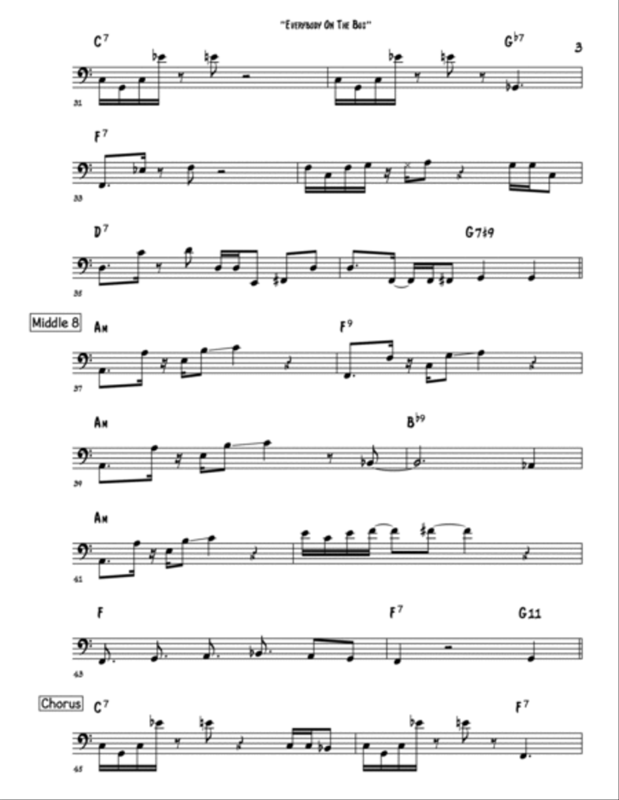 Everybody On The Bus Bass Guitar scores gallery preview page 3